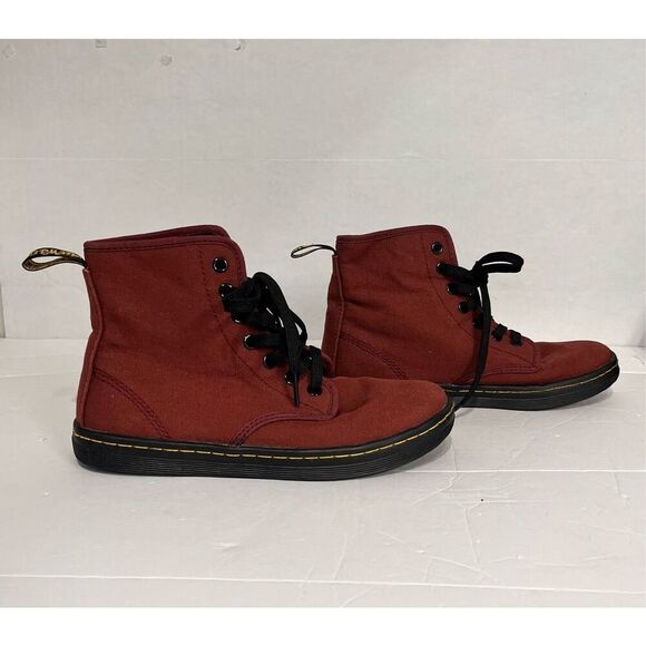 Dr Martens Shoreditch Canvas Boots Faded Red Maroon Size 6 - Picture 4 of 6